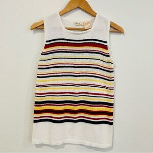 Bobbie Brooks White knit tank top with red, yellow, and black horizontal stripes
